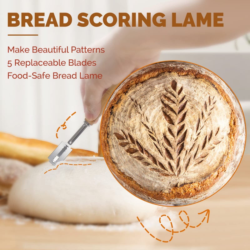Rorecay Banneton Bread Proofing Baskets Set of 2  9 Inch Round Cane Sourdough Bread Rising Basket Bowls with Sourdough Bread Making Tools Baking Supplies for Sour Dough Proofing Fermentation - Image 3